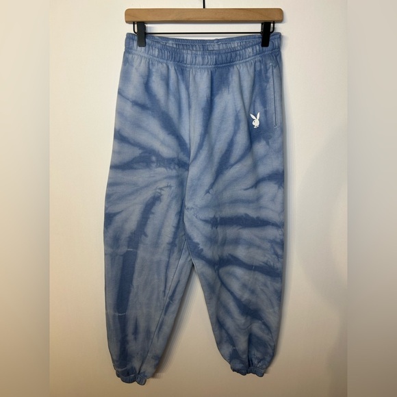 Playboy by Pacsun Blue Tie-Dyed Sweatpants, Size Medium - Picture 3 of 9